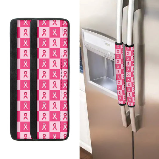 Breast Cancer Awareness Pattern Print Refrigerator Handle Covers