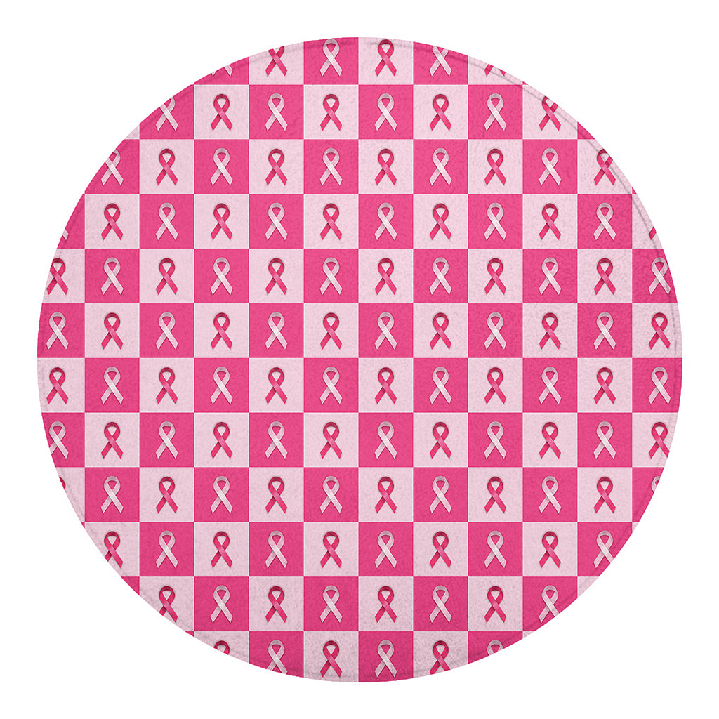 Breast Cancer Awareness Pattern Print Round Blanket