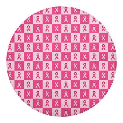Breast Cancer Awareness Pattern Print Round Blanket