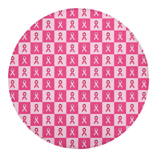 Breast Cancer Awareness Pattern Print Round Blanket