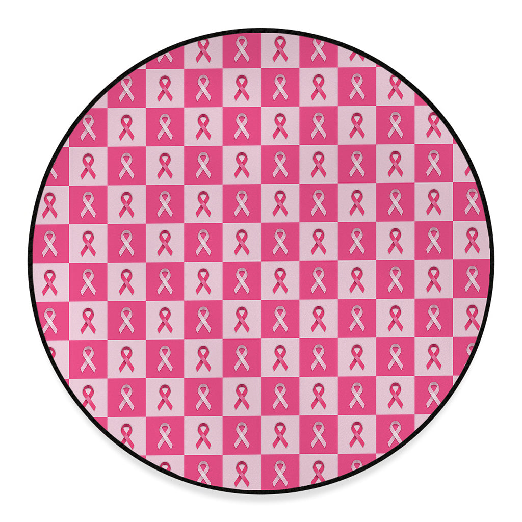 Breast Cancer Awareness Pattern Print Round Floor Mat