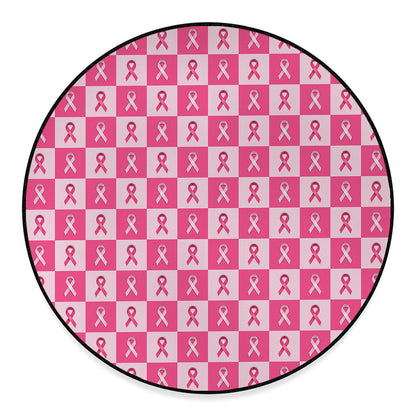 Breast Cancer Awareness Pattern Print Round Floor Mat