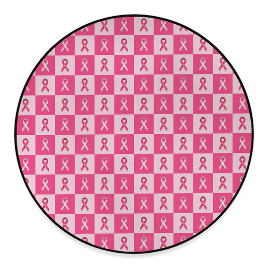 Breast Cancer Awareness Pattern Print Round Floor Mat