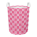 Breast Cancer Awareness Pattern Print Round Laundry Basket