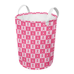 Breast Cancer Awareness Pattern Print Round Laundry Basket