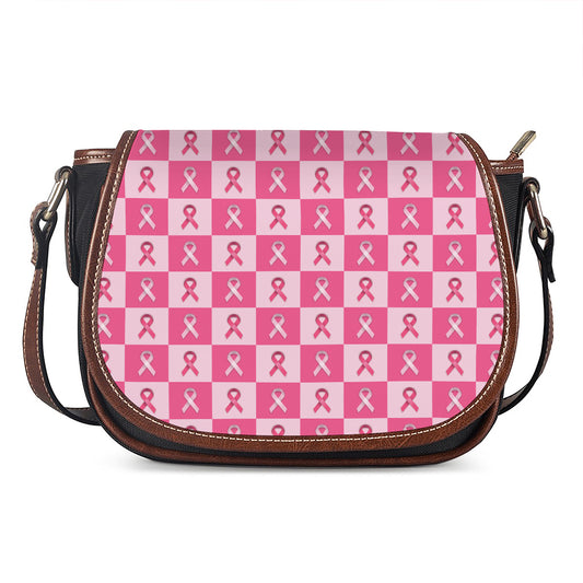 Breast Cancer Awareness Pattern Print Saddle Bag