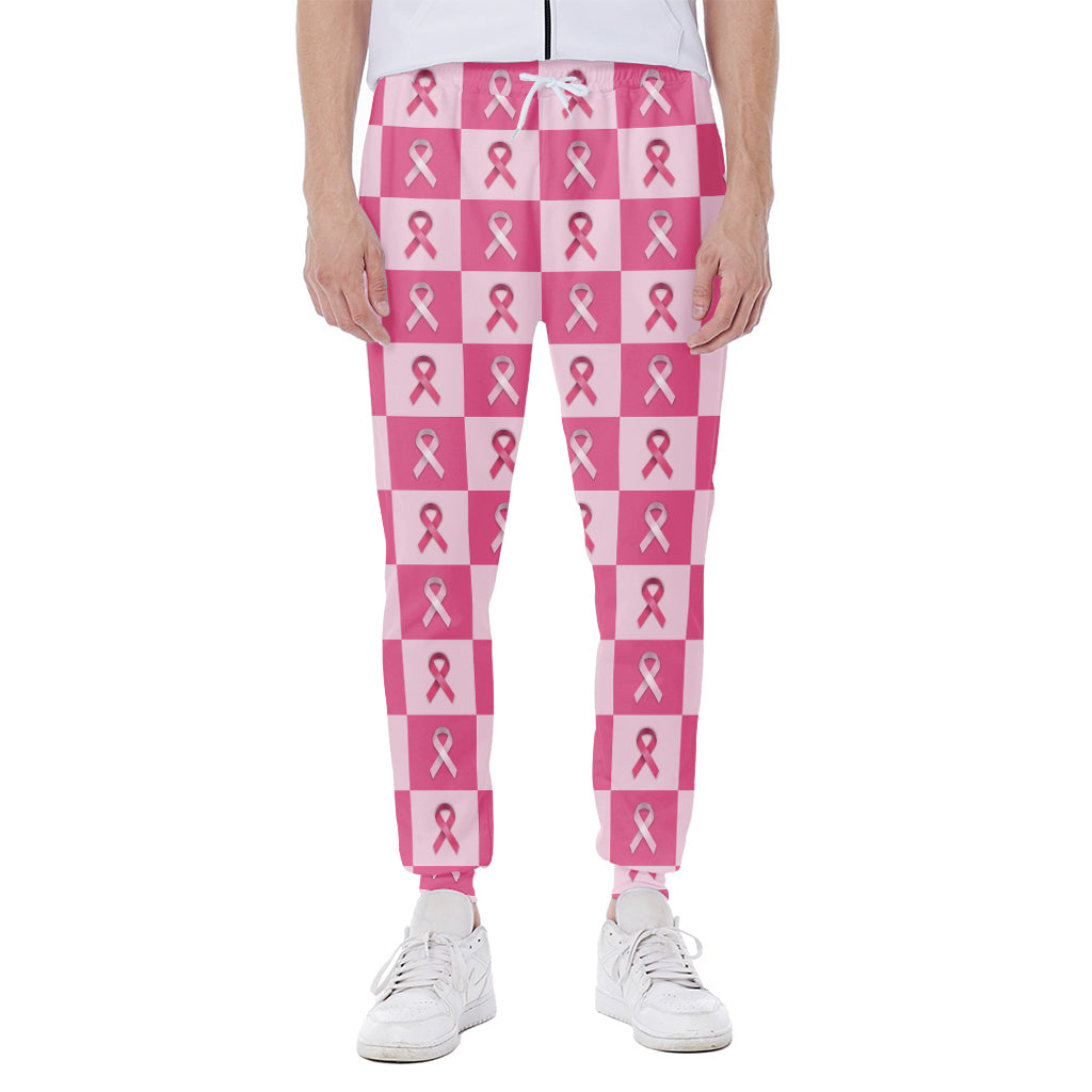 Breast Cancer Awareness Pattern Print Scuba Joggers