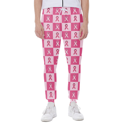 Breast Cancer Awareness Pattern Print Scuba Joggers