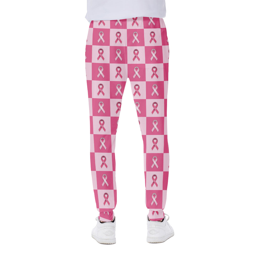 Breast Cancer Awareness Pattern Print Scuba Joggers