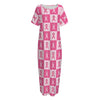 Breast Cancer Awareness Pattern Print Short Sleeve Long Nightdress