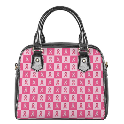 Breast Cancer Awareness Pattern Print Shoulder Handbag