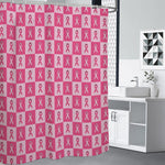 Breast Cancer Awareness Pattern Print Shower Curtain