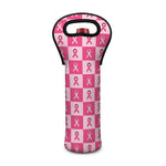 Breast Cancer Awareness Pattern Print Single Neoprene Wine Tote