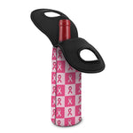 Breast Cancer Awareness Pattern Print Single Neoprene Wine Tote