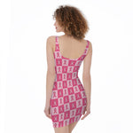 Breast Cancer Awareness Pattern Print Sleeveless Bodycon Dress