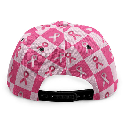 Breast Cancer Awareness Pattern Print Snapback Cap