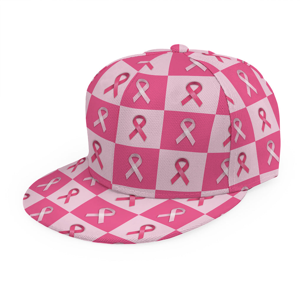 Breast Cancer Awareness Pattern Print Snapback Cap