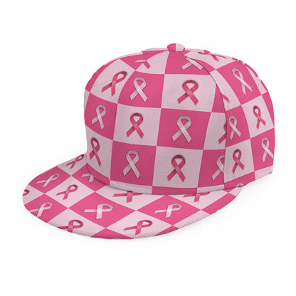 Breast Cancer Awareness Pattern Print Snapback Cap