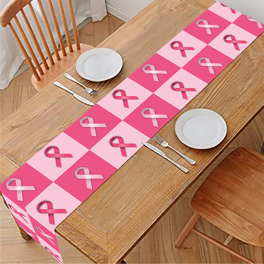 Breast Cancer Awareness Pattern Print Table Runner