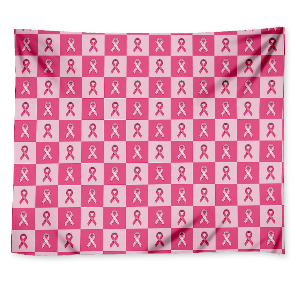 Breast Cancer Awareness Pattern Print Tapestry