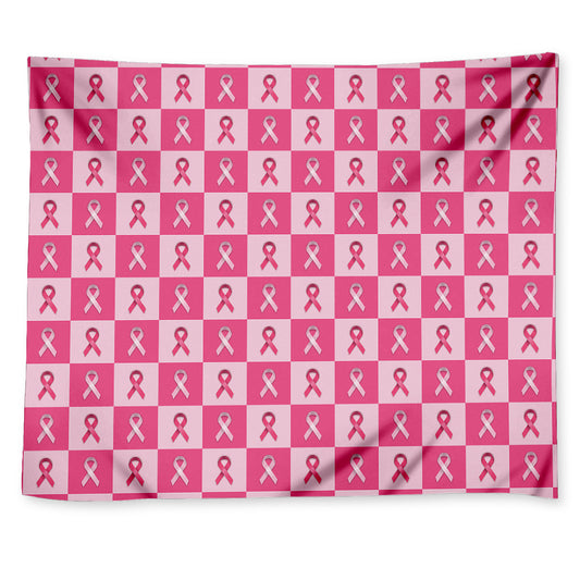 Breast Cancer Awareness Pattern Print Tapestry