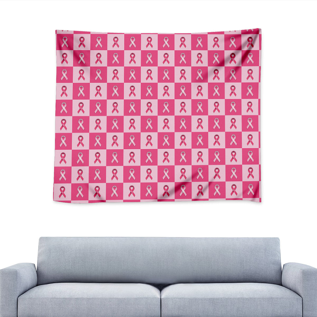 Breast Cancer Awareness Pattern Print Tapestry