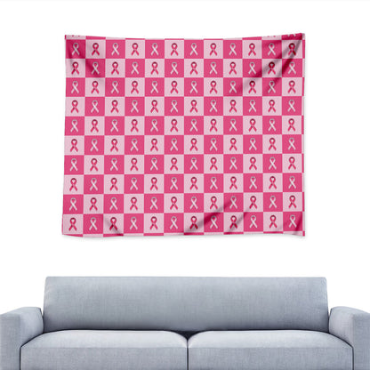 Breast Cancer Awareness Pattern Print Tapestry