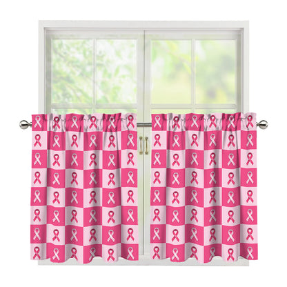 Breast Cancer Awareness Pattern Print Tier Curtains