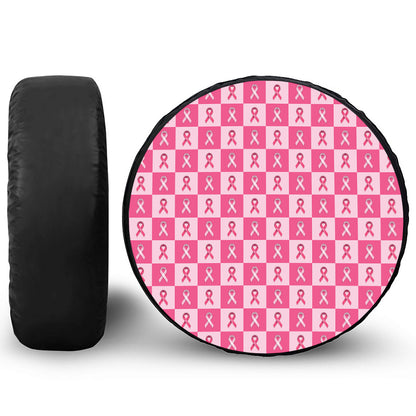 Breast Cancer Awareness Pattern Print Tire Cover