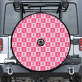 Breast Cancer Awareness Pattern Print Tire Cover With Camera Hole