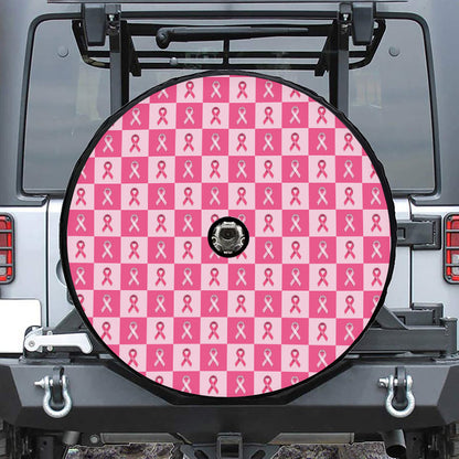 Breast Cancer Awareness Pattern Print Tire Cover With Camera Hole