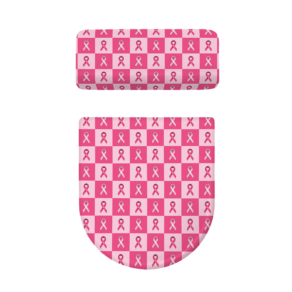 Breast Cancer Awareness Pattern Print Toilet Lid And Tank Cover Set