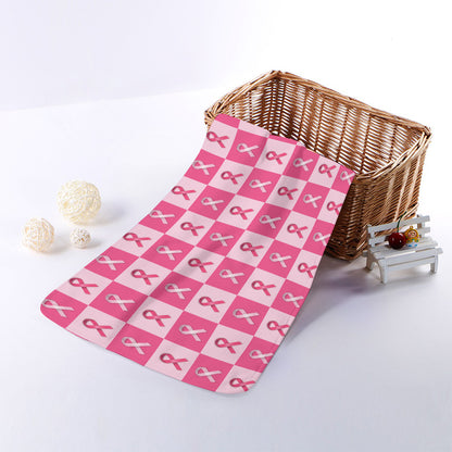 Breast Cancer Awareness Pattern Print Towel