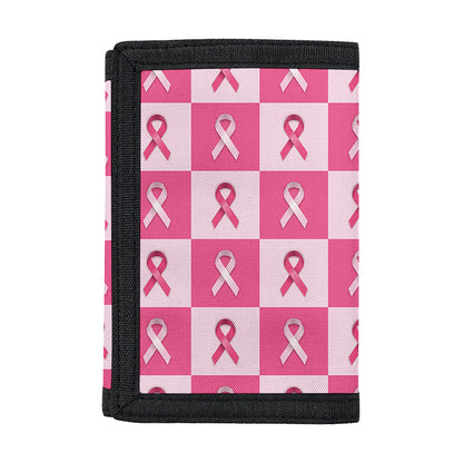 Breast Cancer Awareness Pattern Print Trifold Wallet