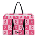 Breast Cancer Awareness Pattern Print Utility Tote Bag