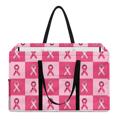 Breast Cancer Awareness Pattern Print Utility Tote Bag