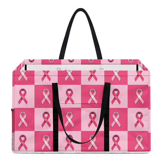 Breast Cancer Awareness Pattern Print Utility Tote Bag