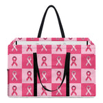 Breast Cancer Awareness Pattern Print Utility Tote Bag