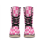 Breast Cancer Awareness Pattern Print Winter Boots