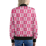 Breast Cancer Awareness Pattern Print Women's Bomber Jacket