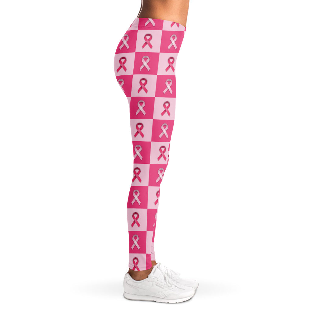 Breast Cancer Awareness Pattern Print Women's Leggings