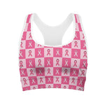 Breast Cancer Awareness Pattern Print Women's Sports Bra