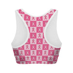 Breast Cancer Awareness Pattern Print Women's Sports Bra