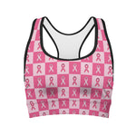 Breast Cancer Awareness Pattern Print Women's Sports Bra