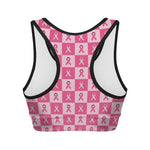 Breast Cancer Awareness Pattern Print Women's Sports Bra
