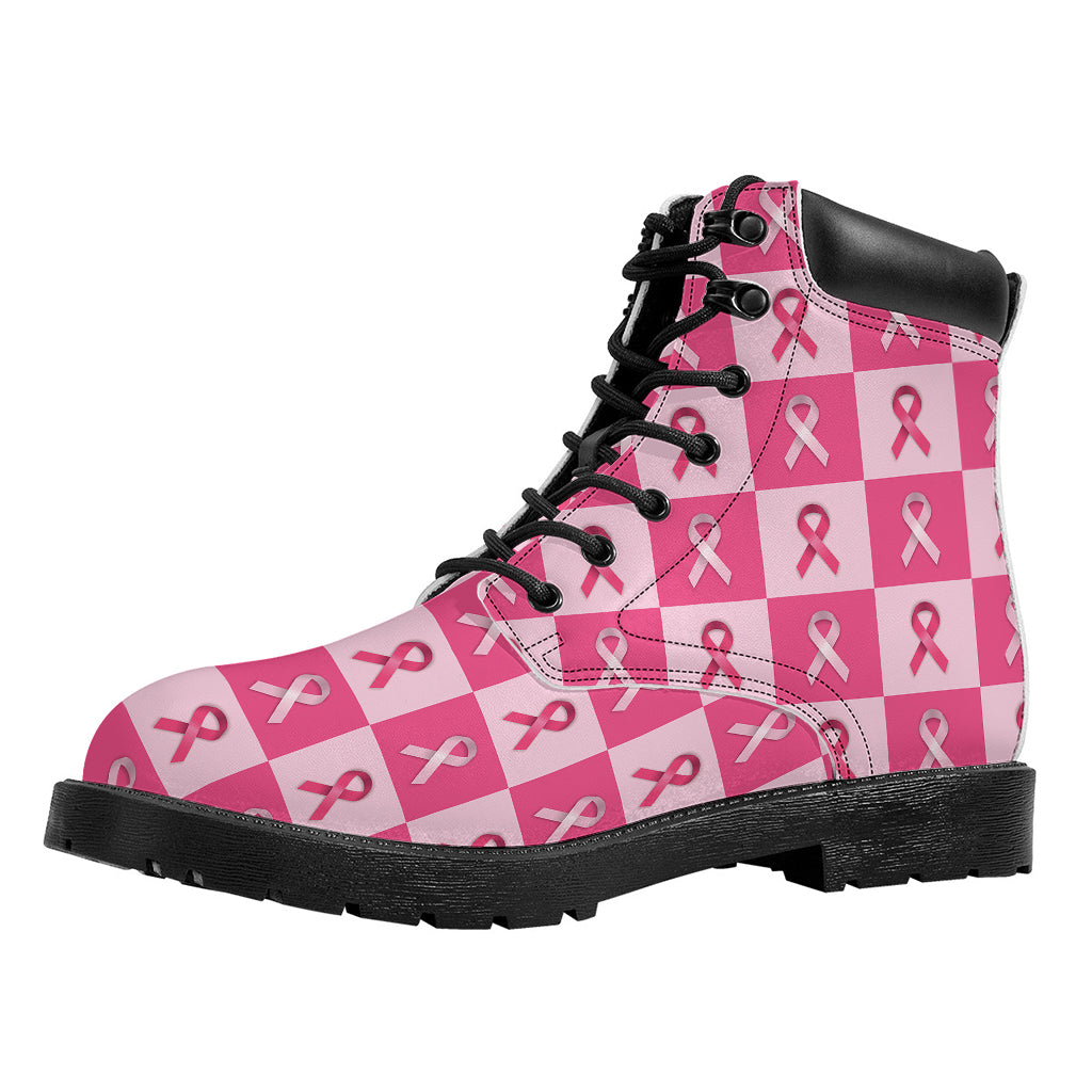 Breast Cancer Awareness Pattern Print Work Boots