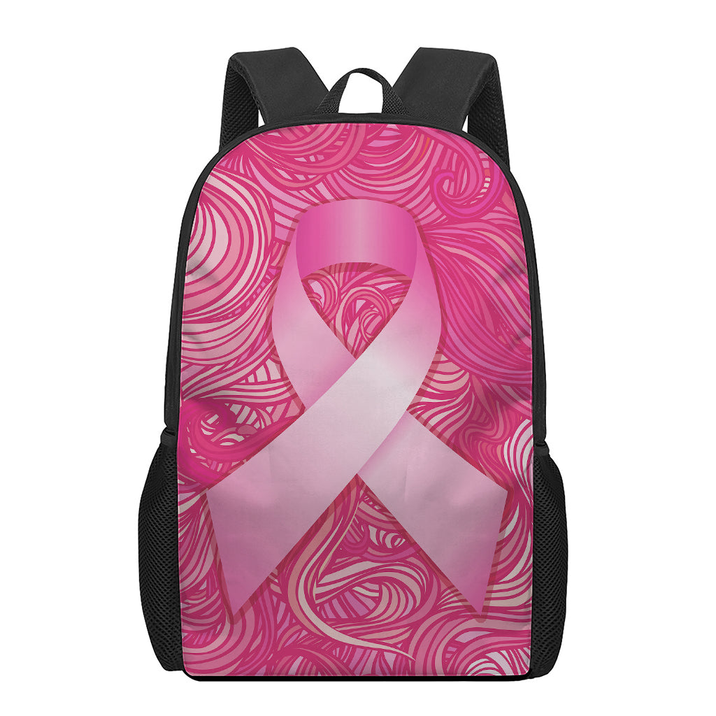 Breast Cancer Awareness Ribbon Print 17 Inch Backpack
