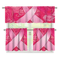 Breast Cancer Awareness Ribbon Print 3 Piece Kitchen Curtains