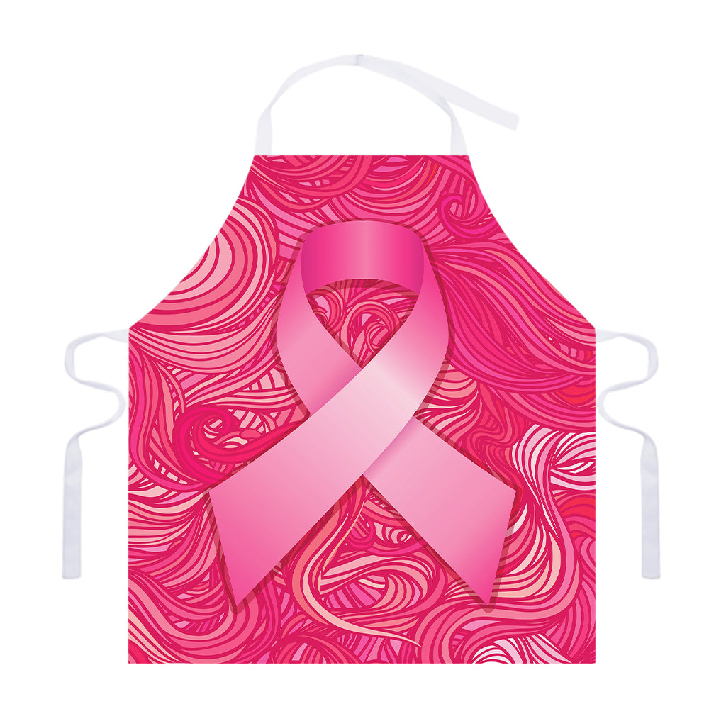 Breast Cancer Awareness Ribbon Print Adjustable Apron