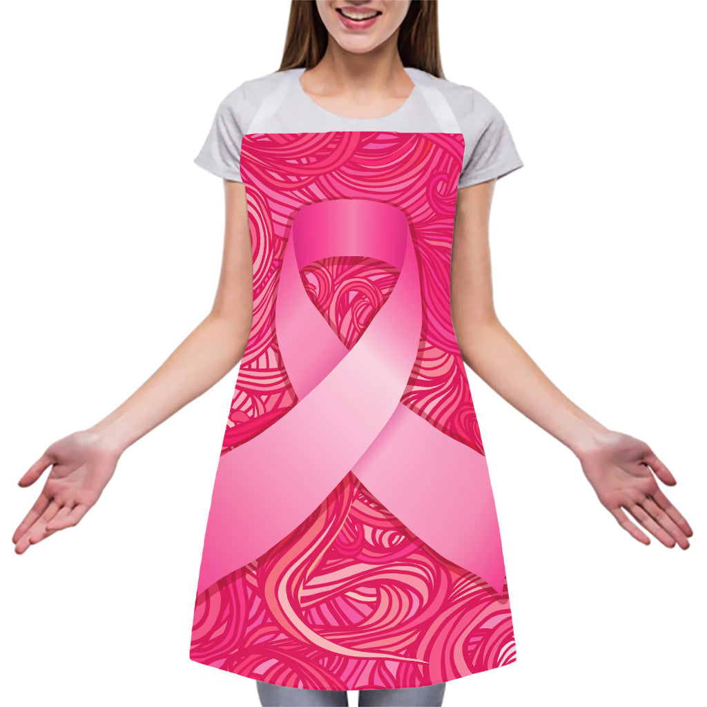 Breast Cancer Awareness Ribbon Print Adjustable Apron
